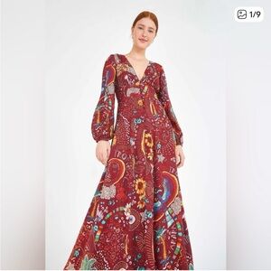 FARM Rio Burgundy Borogodo Maxi Dress small